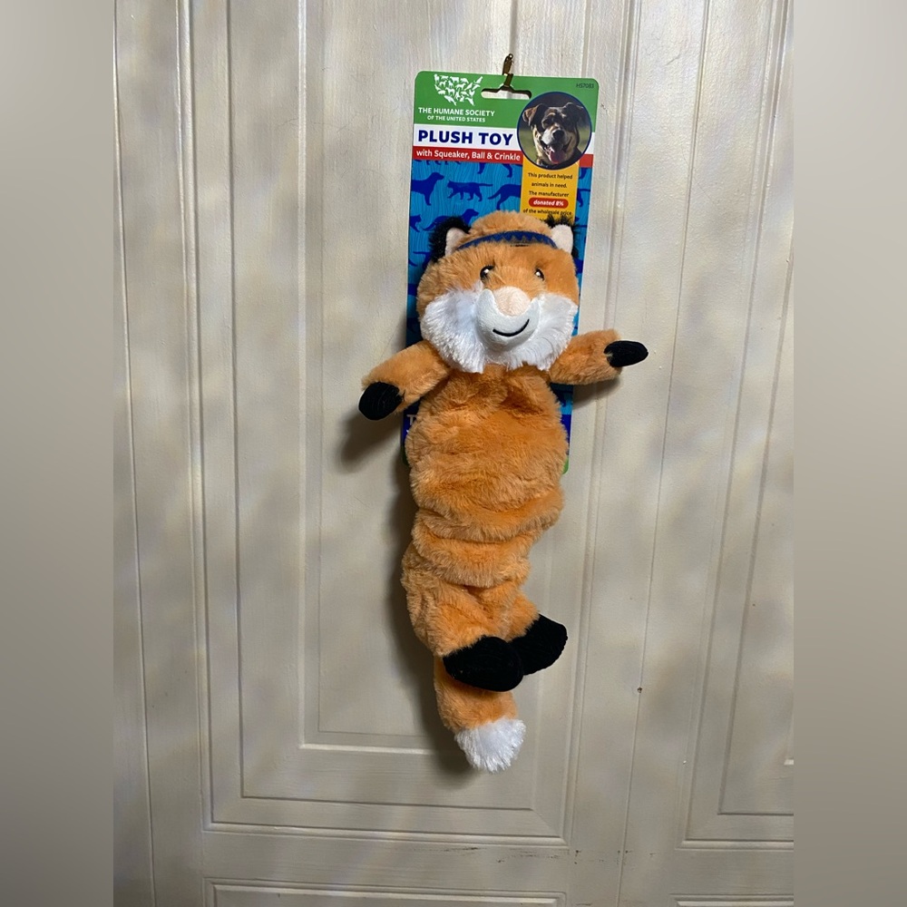 The Humane Society 16” Fox 🦊 Plush Dog Toy Clinker &Squeaker ~